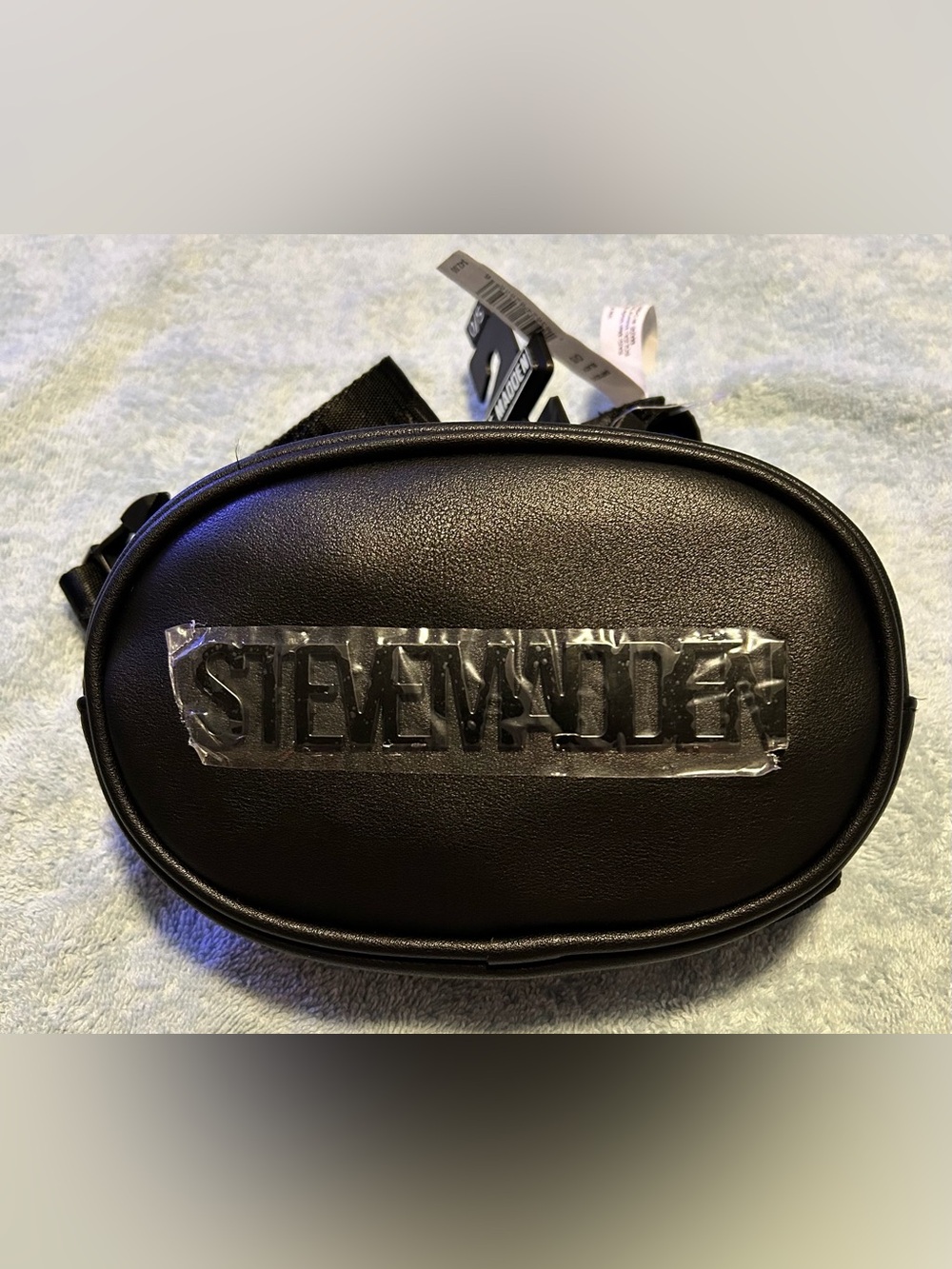 STEVE MADDEN BLACK FAUX LEATHER CROSSBODY BAG/BELT BAG/ADJUSTABLE/NWT!